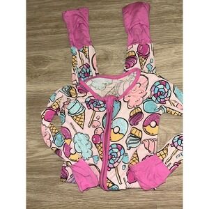 Little Sleepies Sweet Treats Bamboo Zippie Pajamas Pink 6-12 Months Ice Cream